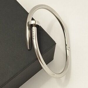 18k Gold Plated Nail-Style Bangle Bracelet 316L Steel Silver for Women & Men